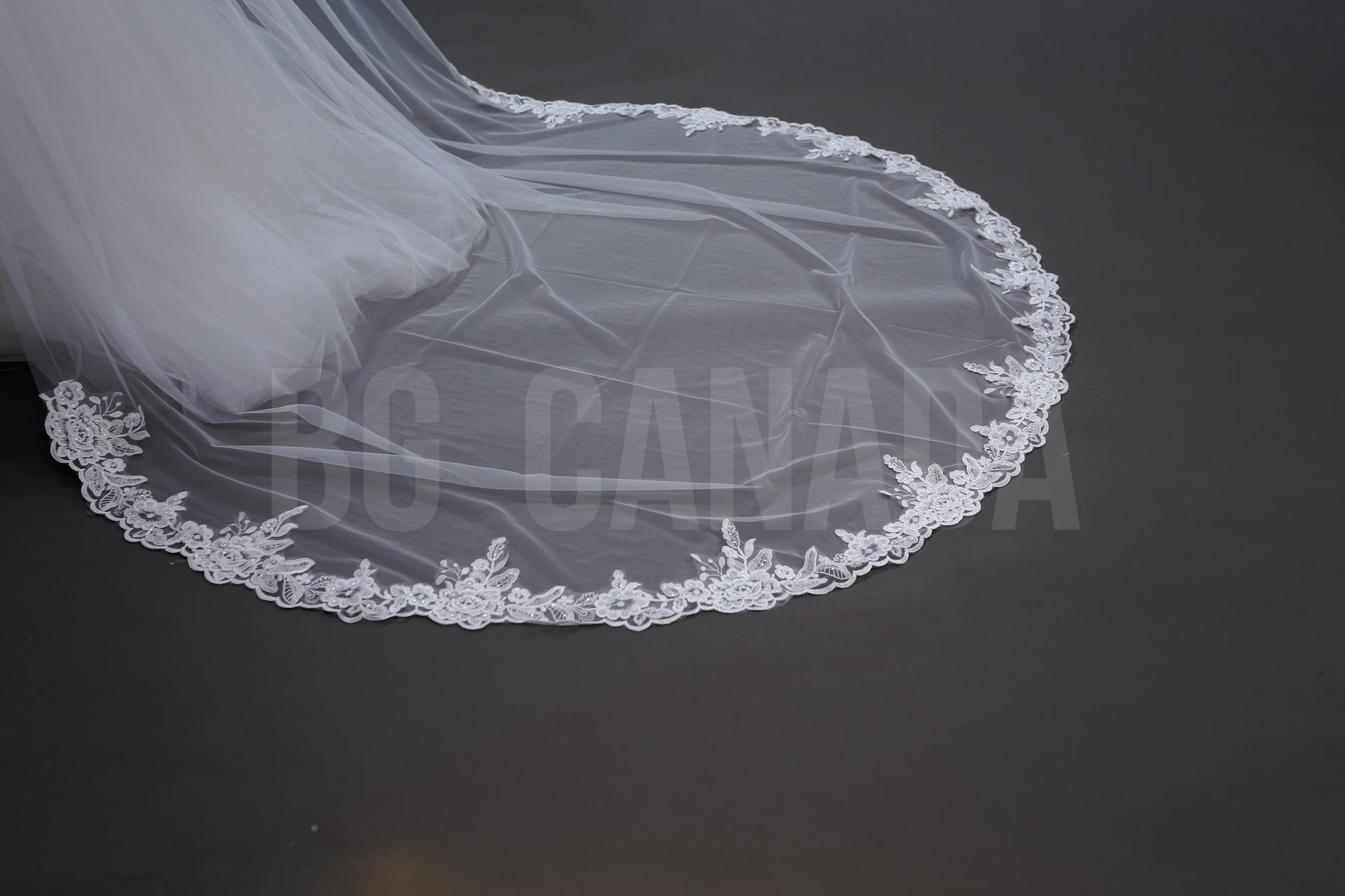 Rose flower cathedral Wedding Veil: Ivory Tulle with Rose Floral Lace Edge
