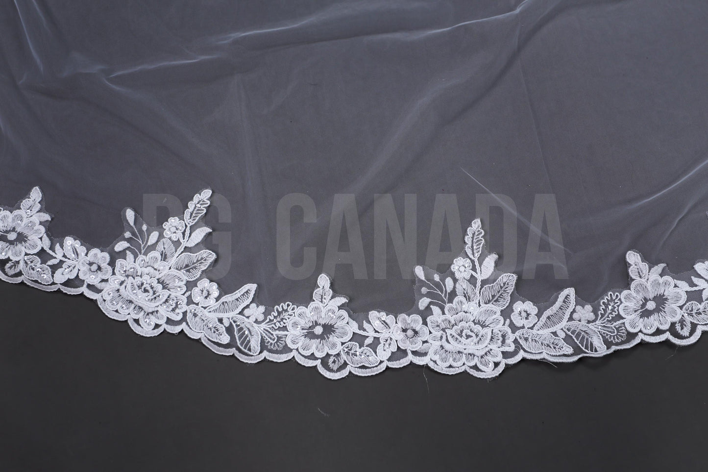 Rose flower cathedral Wedding Veil: Ivory Tulle with Rose Floral Lace Edge