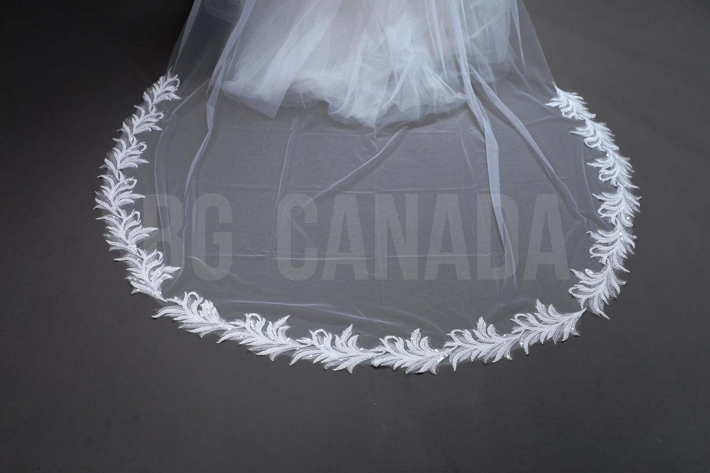 Cathedral Wedding Veil: Pearl Studded Floral Lace, 300cm