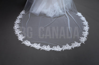 Cathedral Wedding Veil: Pearl Studded Floral Lace, 300cm