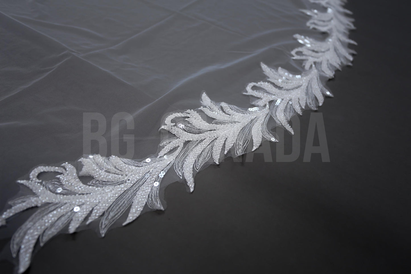 Cathedral Wedding Veil: Pearl Studded Floral Lace, 300cm