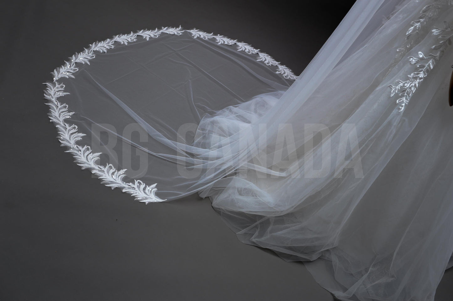 Cathedral Wedding Veil: Pearl Studded Floral Lace, 300cm