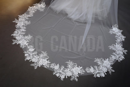 Floral Lace Cathedral Wedding Veil - 300cm Length