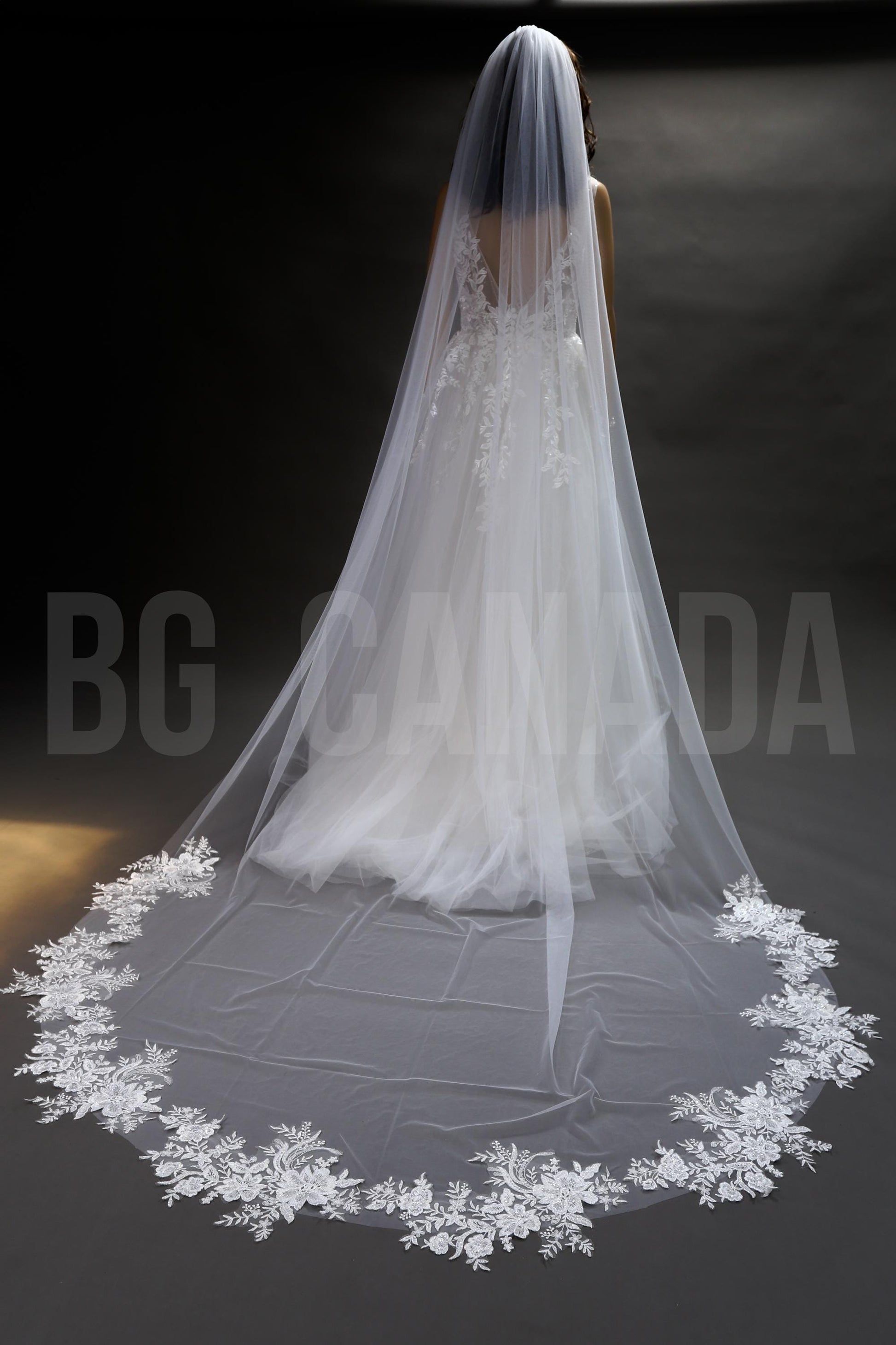 Floral Lace Cathedral Wedding Veil - 300cm Length