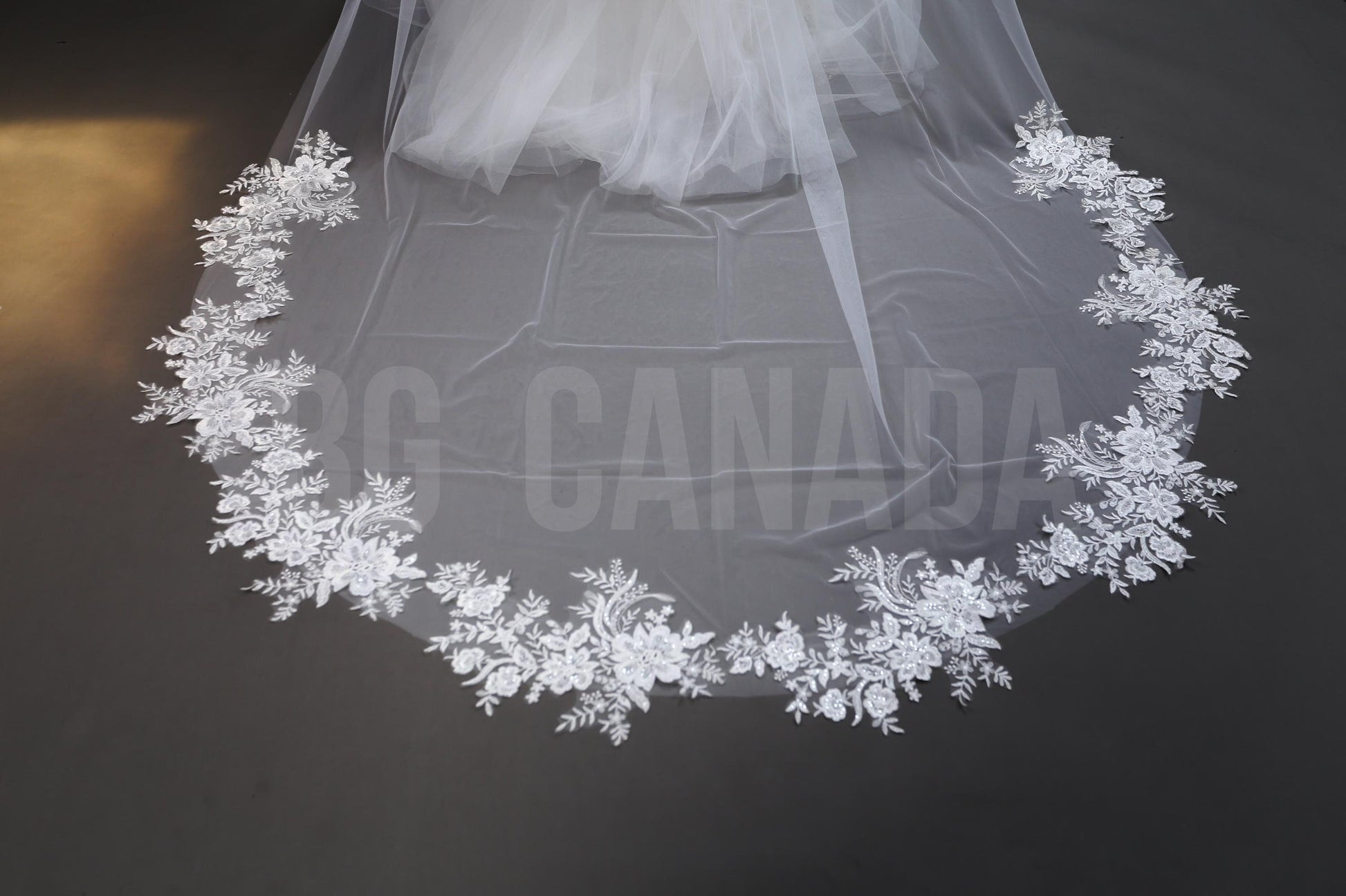 Floral Lace Cathedral Wedding Veil - 300cm Length