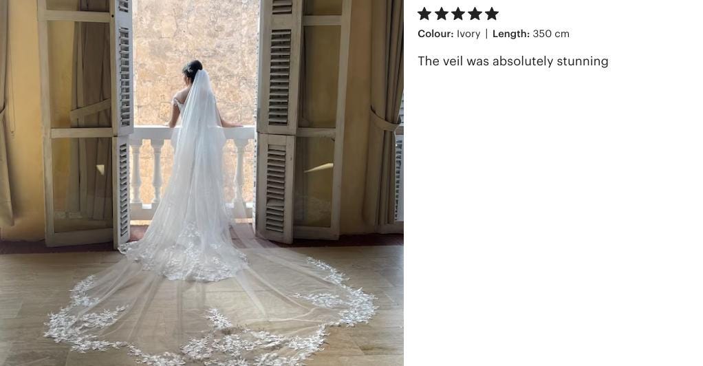 veil upgrades length lace floor personalization