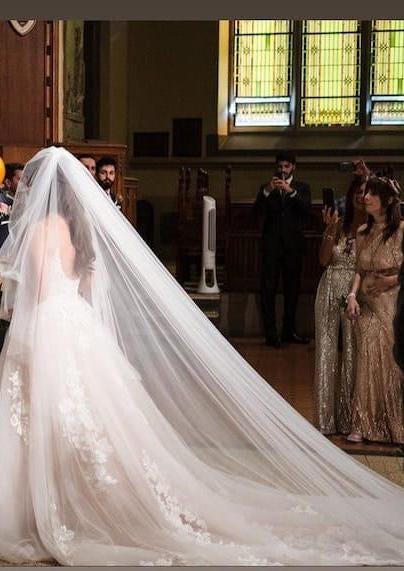 Long Blusher veil short plain blusher floral lace pearl attached