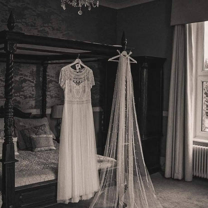 Scattered Pearl Wedding Veil elbow length wedding veil cheCustom Length Bridal Tulle Veil simple pearl veil