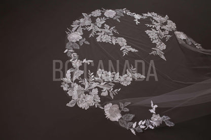 Floral Lace Cathedral Veil: Big Flower Bridal Veil