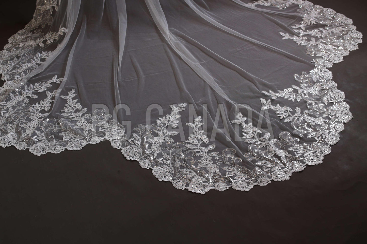 Sparkly lace Wedding Veil Scalloped Bridal Veil with Sequins unique lace edged veil