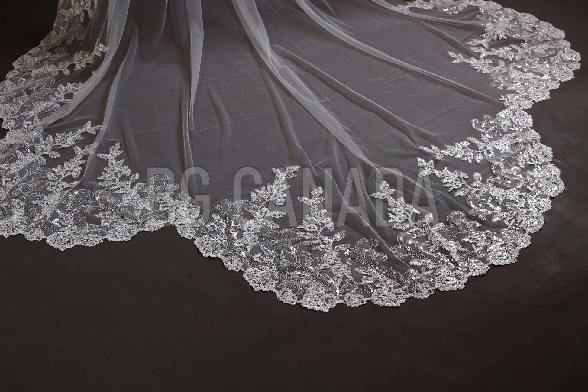 Sparkly lace Wedding Veil Scalloped Bridal Veil with Sequins unique lace edged veil