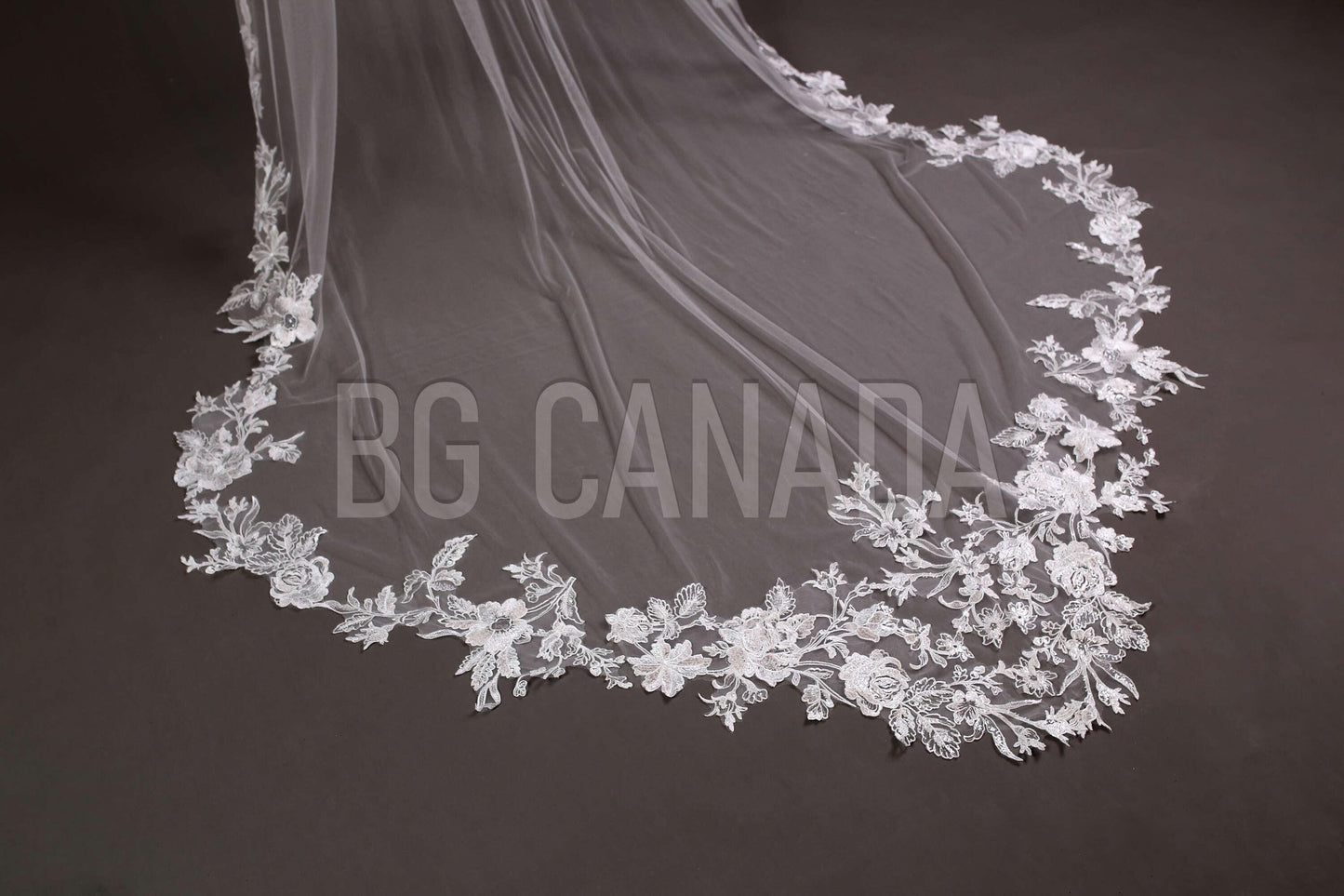Special cut wedding veil unique statement veil Cathedral Length floral Lace Wedding Veil Floral Mermaid Tail Design