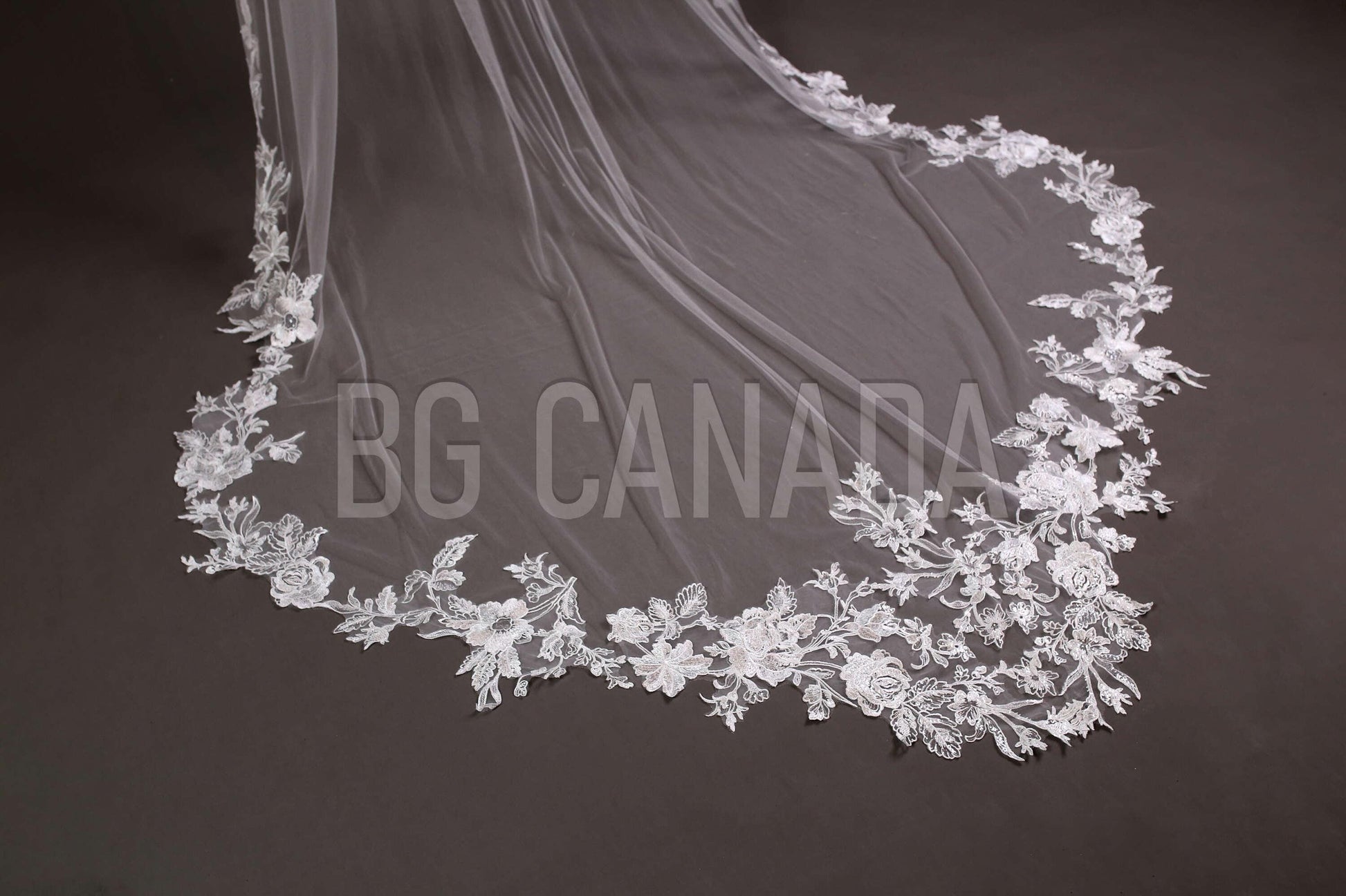 Special cut wedding veil unique statement veil Cathedral Length floral Lace Wedding Veil Floral Mermaid Tail Design