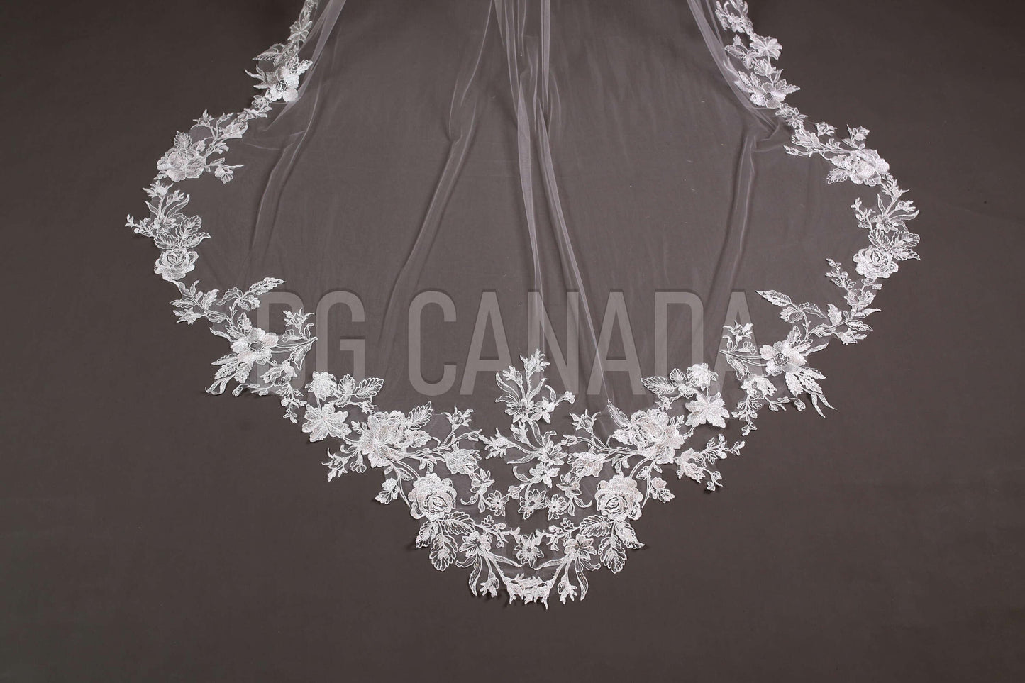 Special cut wedding veil unique statement veil Cathedral Length floral Lace Wedding Veil Floral Mermaid Tail Design