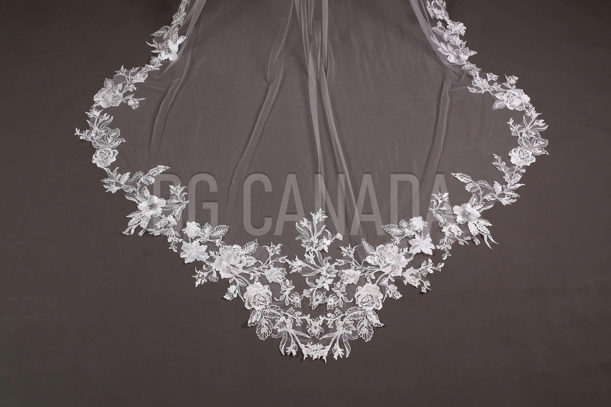 Special cut wedding veil unique statement veil Cathedral Length floral Lace Wedding Veil Floral Mermaid Tail Design