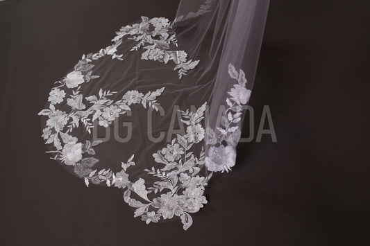 Floral Lace Cathedral Veil: Big Flower Bridal Veil