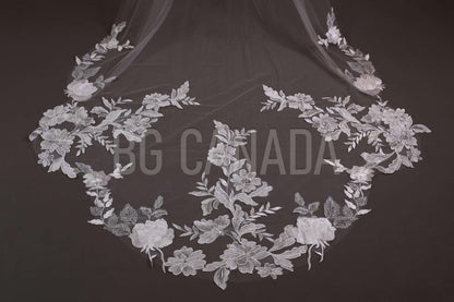 Floral Lace Cathedral Veil: Big Flower Bridal Veil