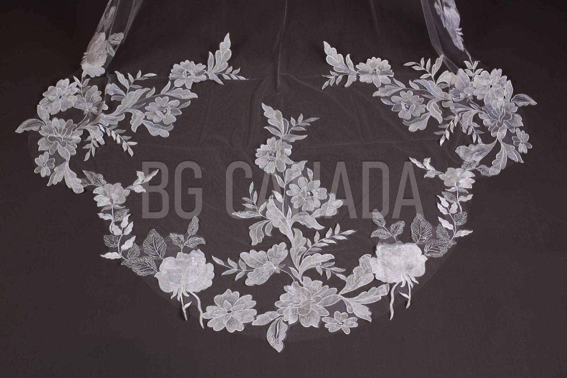Floral Lace Cathedral Veil: Big Flower Bridal Veil