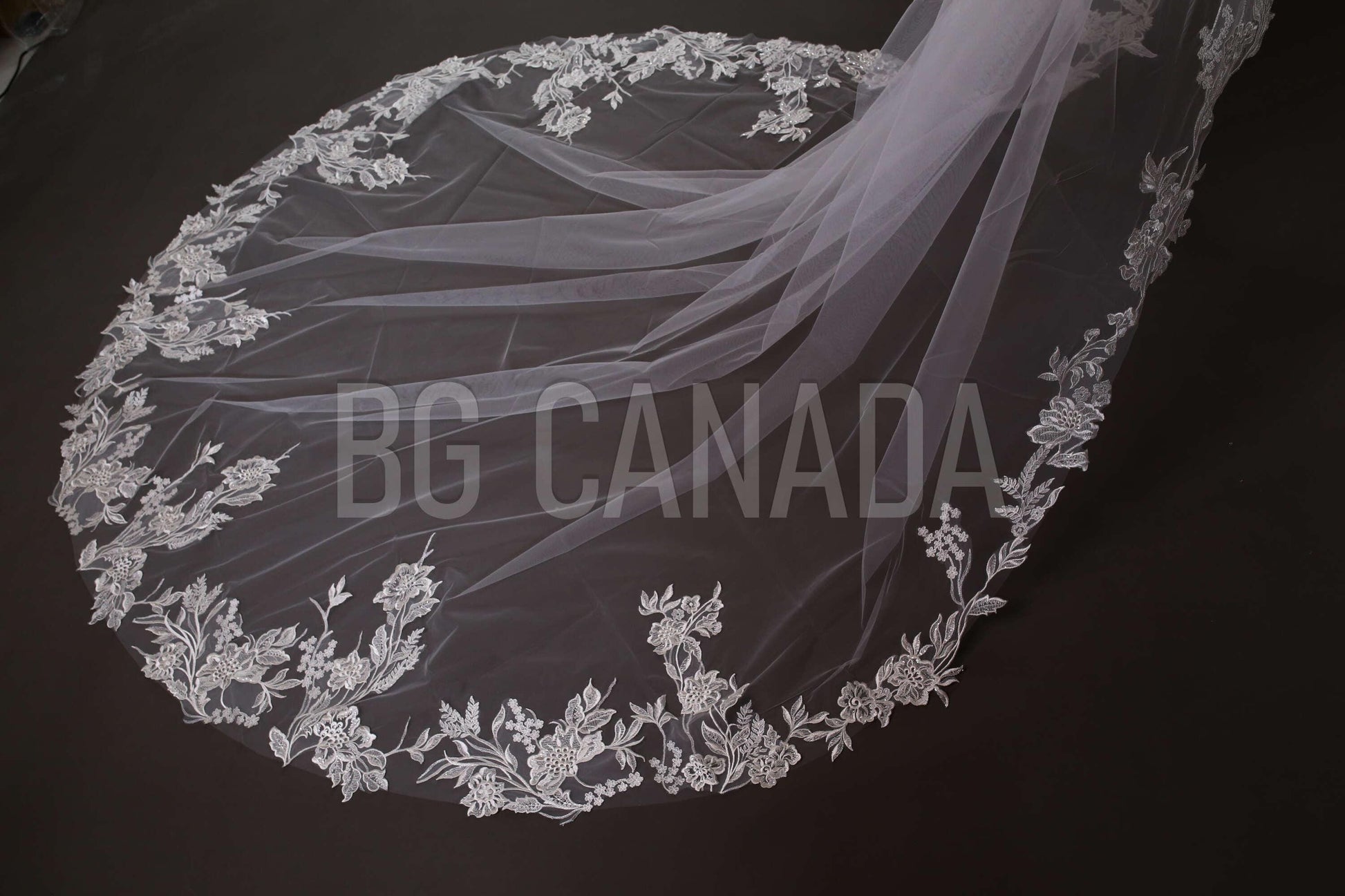 Wedding Veil Flower Veil Floral edged Bridal Veil Bridal illusion tulle soft wedding veil cathedral length veil luxury wedding veil