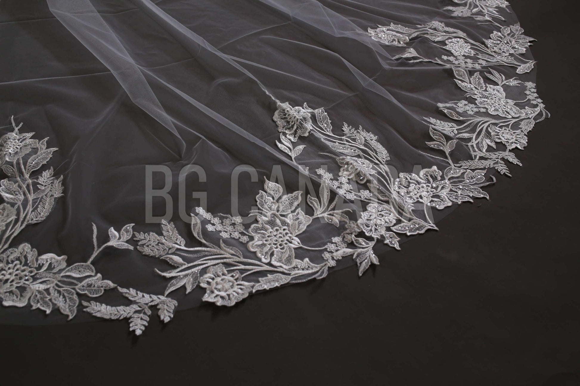 Wedding Veil Flower Veil Floral edged Bridal Veil Bridal illusion tulle soft wedding veil cathedral length veil luxury wedding veil