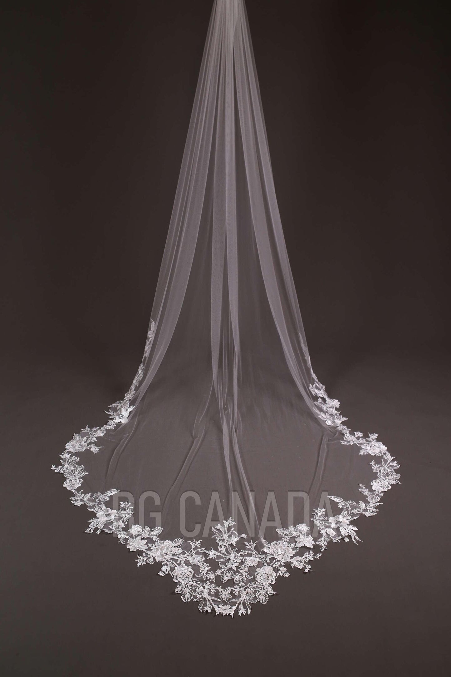 Special cut wedding veil unique statement veil Cathedral Length floral Lace Wedding Veil Floral Mermaid Tail Design