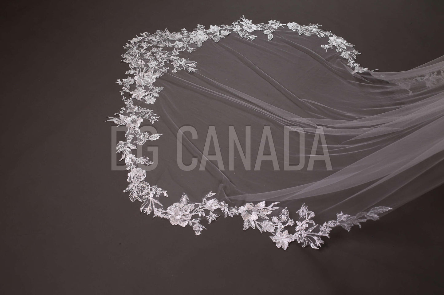 Special cut wedding veil unique statement veil Cathedral Length floral Lace Wedding Veil Floral Mermaid Tail Design