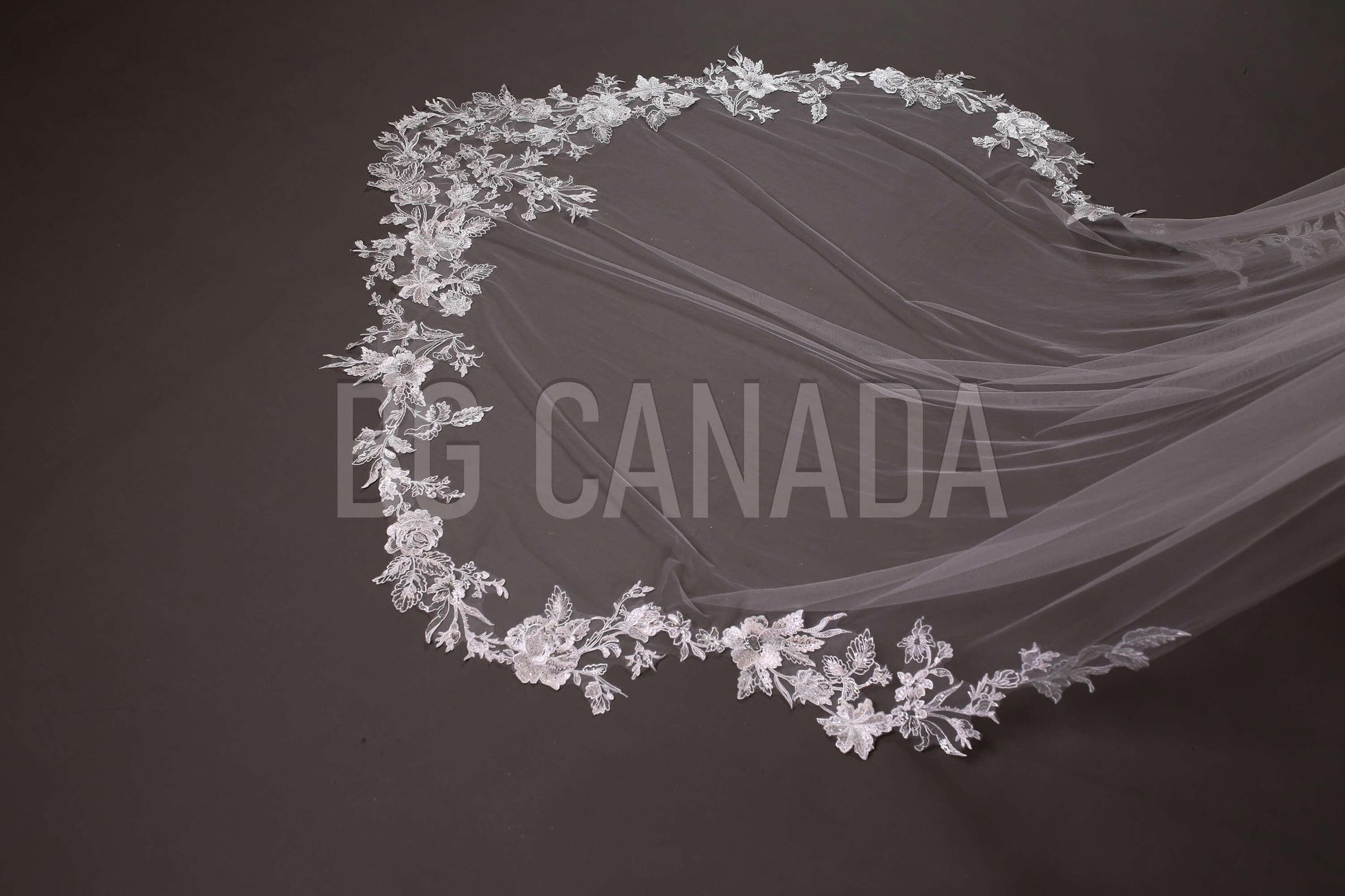 Special cut wedding veil unique statement veil Cathedral Length floral Lace Wedding Veil Floral Mermaid Tail Design
