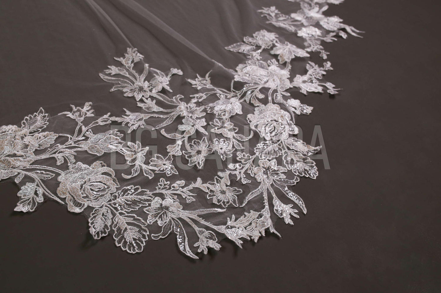 Special cut wedding veil unique statement veil Cathedral Length floral Lace Wedding Veil Floral Mermaid Tail Design