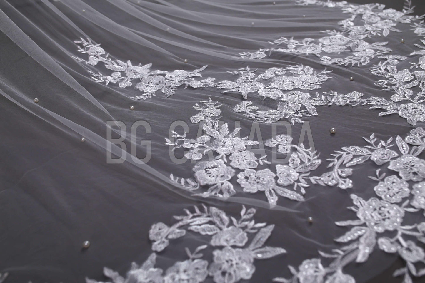 Pearl veil scalloped pearl veil pearl wedding veil with pearls long floral lace veil cathedral veil Bridal Veil white veil