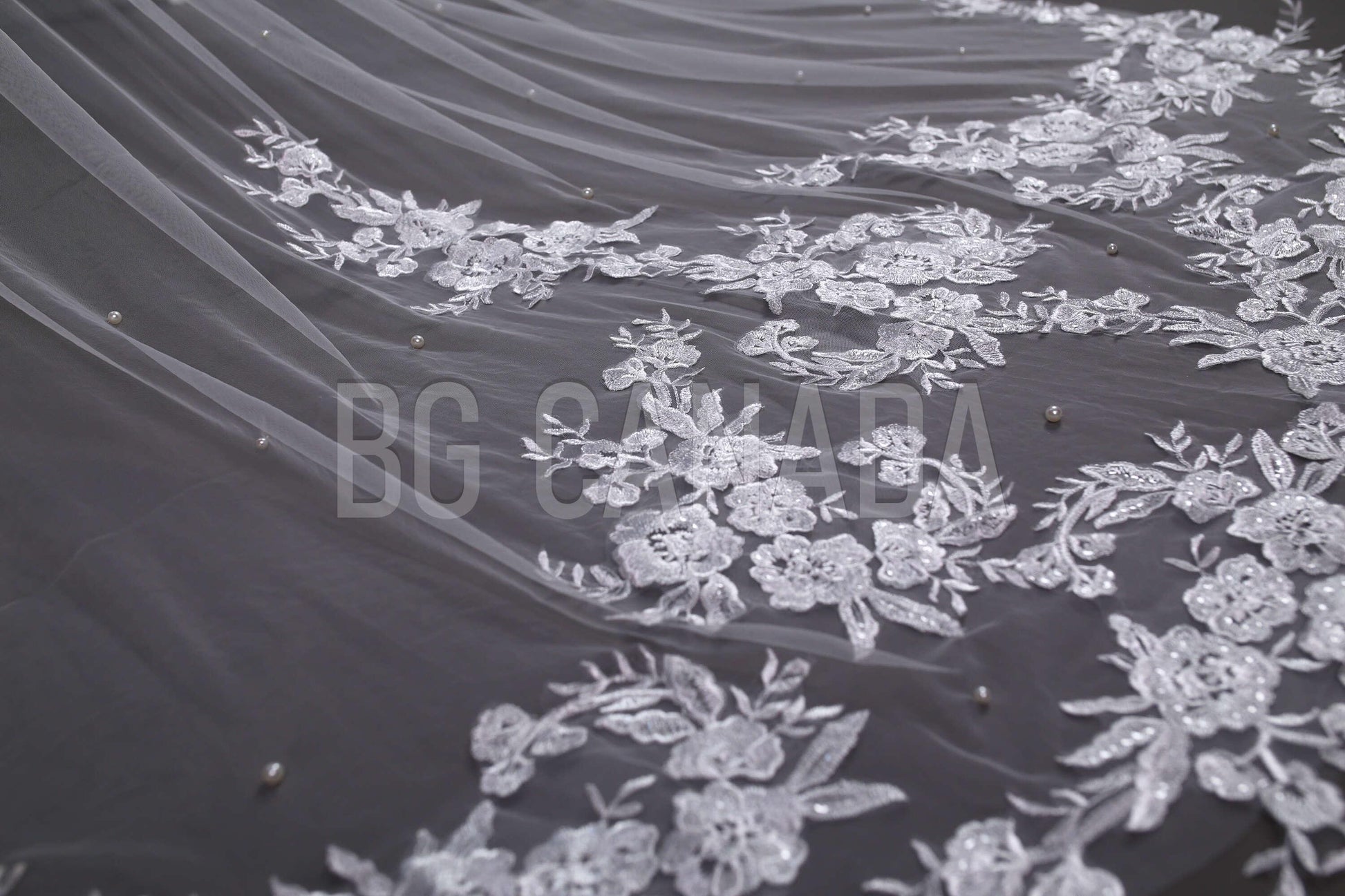 Pearl veil scalloped pearl veil pearl wedding veil with pearls long floral lace veil cathedral veil Bridal Veil white veil