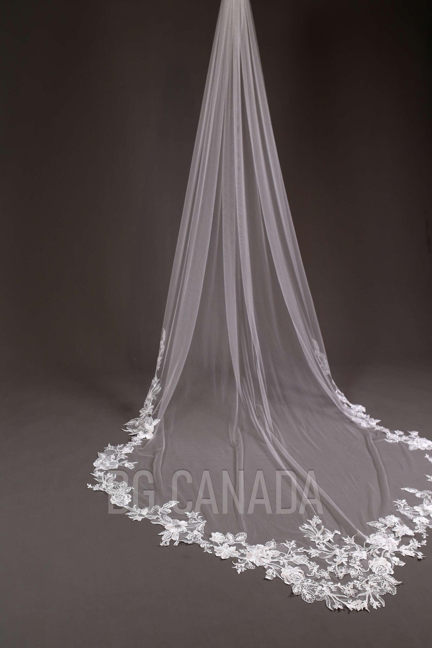 Special cut wedding veil unique statement veil Cathedral Length floral Lace Wedding Veil Floral Mermaid Tail Design
