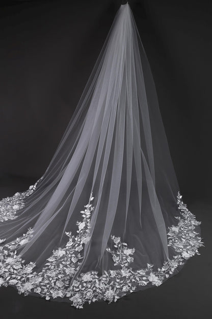3d floral veil flower veil cathedral veil