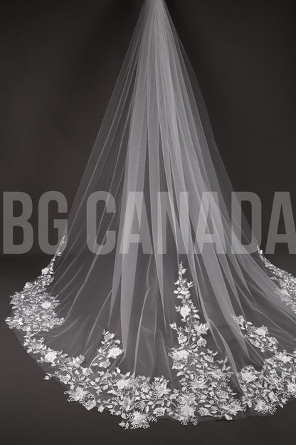 3d floral veil flower veil cathedral veil