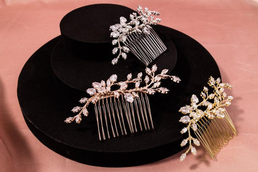 Zirconia wedding hair piece silver hair comb bridal hair piece wedding accessories cz leaves hair comb silver wedding accessory bridal comb