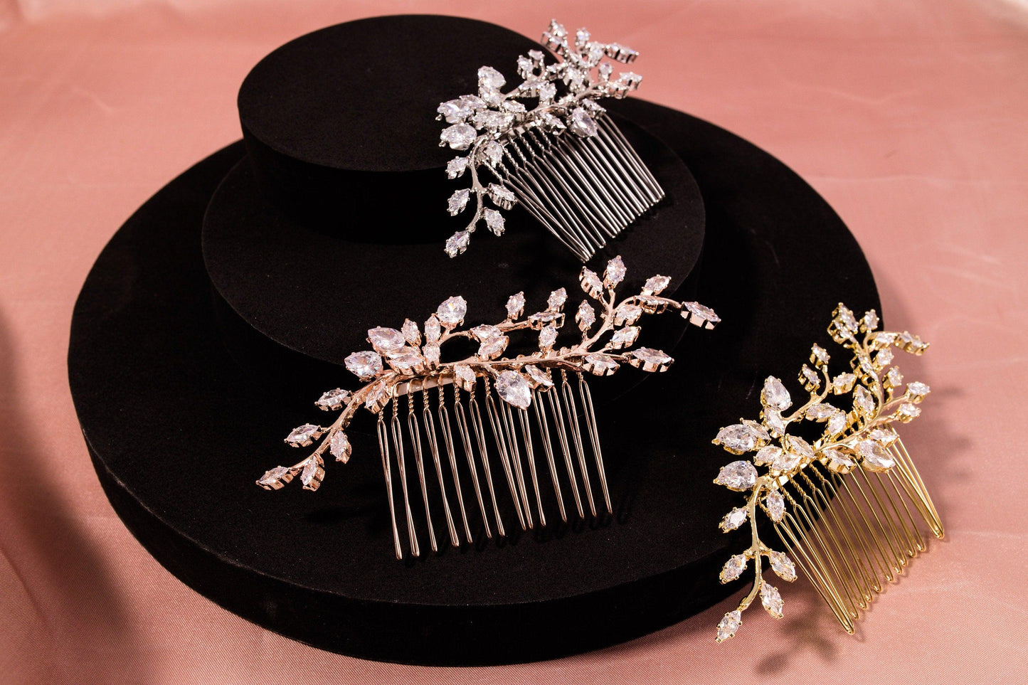 Zirconia wedding hair piece silver hair comb bridal hair piece wedding accessories cz leaves hair comb silver wedding accessory bridal comb