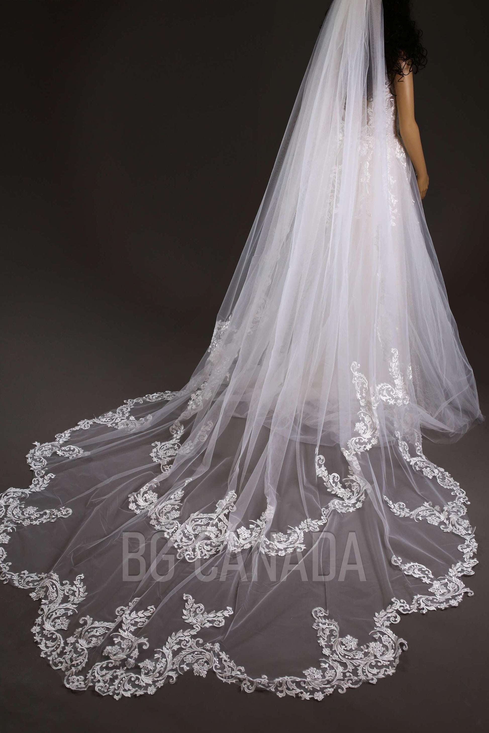 Lace veil unique edge veil statement veil Handmade Lace, Single Layer, royal length veil