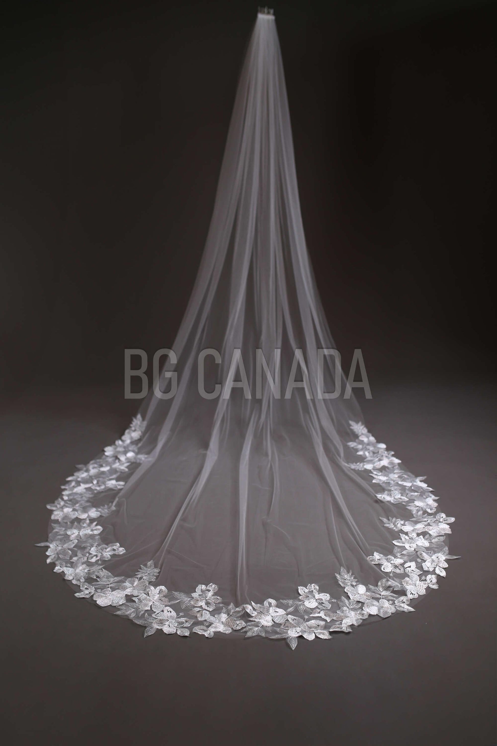 Cathedral Bridal Veil, floral veil veil Long Wedding Veil in White or Light Ivory, Romantic veil High-Quality Lace and Tulle