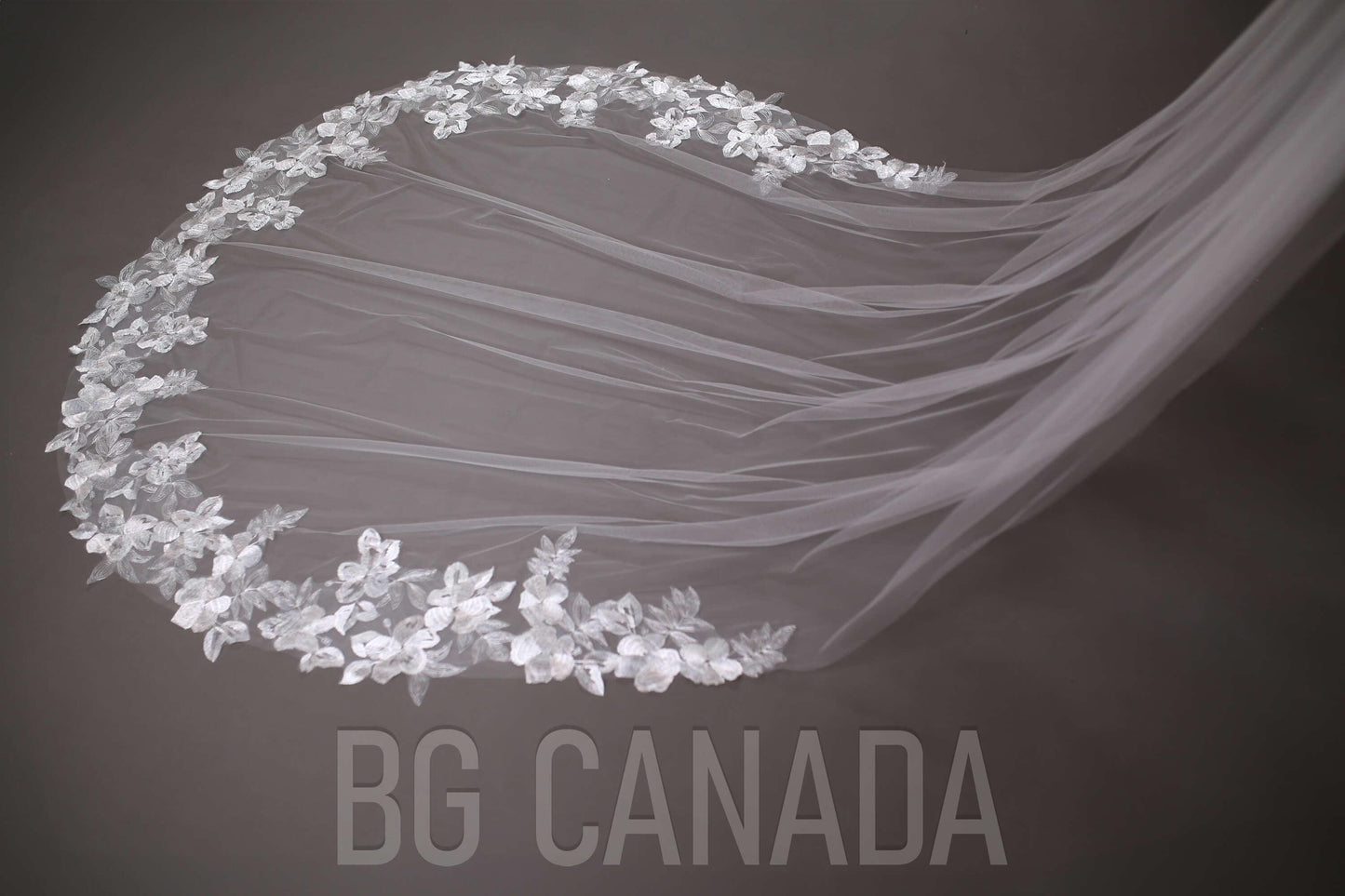 Cathedral Bridal Veil, floral veil veil Long Wedding Veil in White or Light Ivory, Romantic veil High-Quality Lace and Tulle