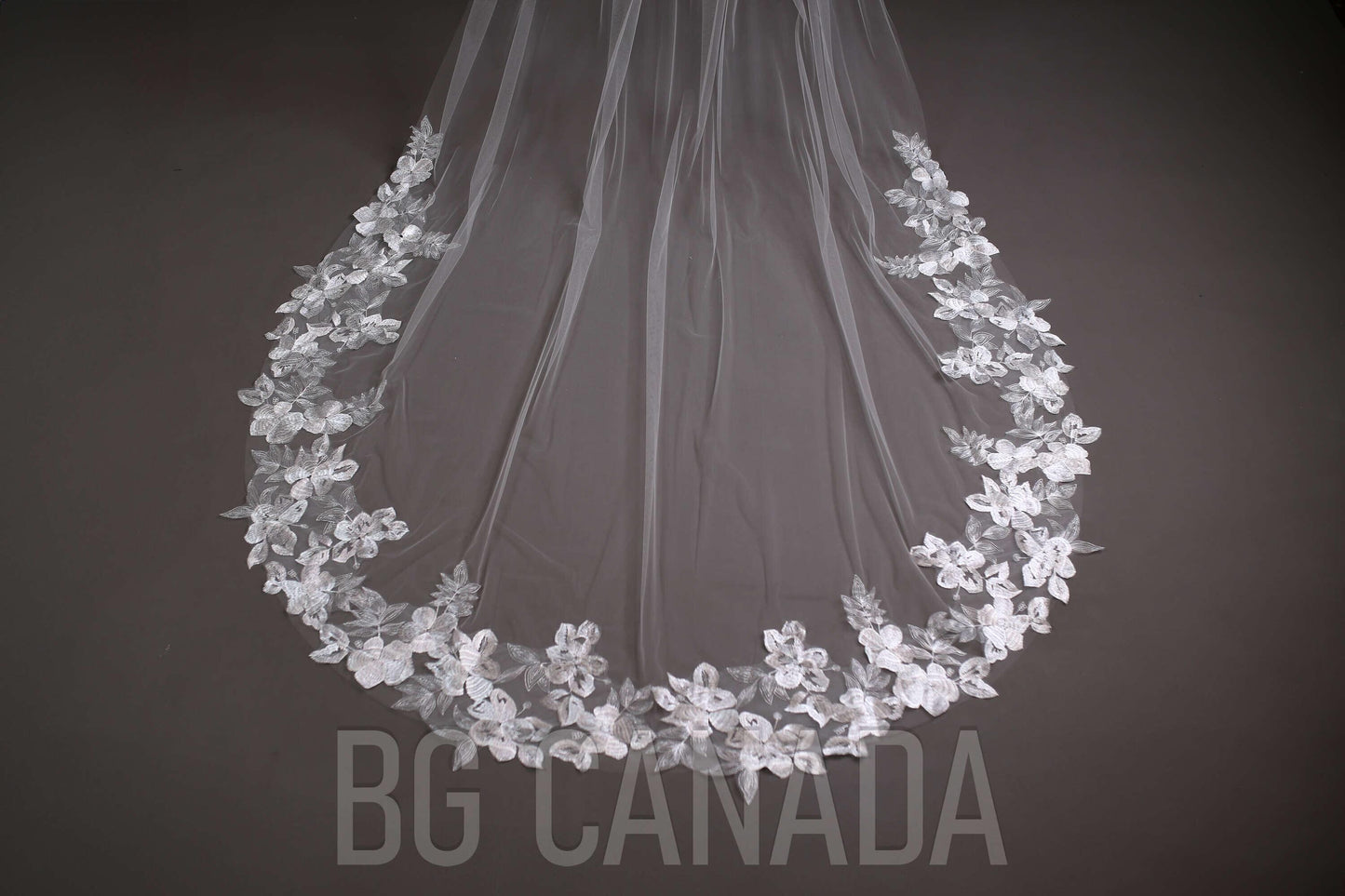 Cathedral Bridal Veil, floral veil veil Long Wedding Veil in White or Light Ivory, Romantic veil High-Quality Lace and Tulle