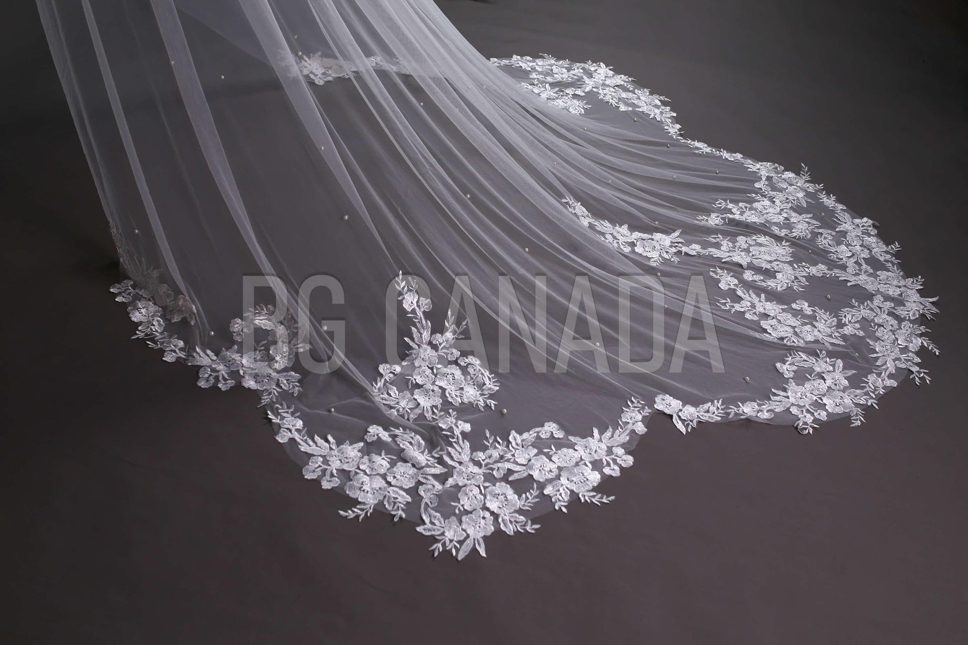 Pearl veil scalloped pearl veil pearl wedding veil with pearls long floral lace veil cathedral veil Bridal Veil white veil