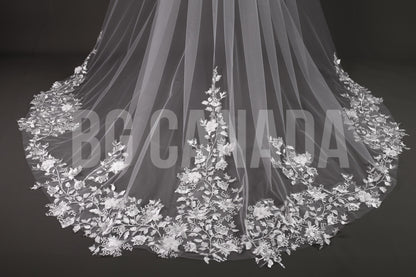 3d floral veil flower veil cathedral veil