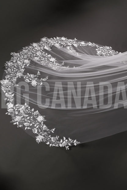 3d floral veil flower veil cathedral veil