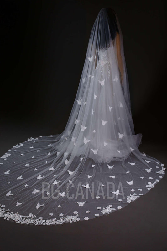 Butterfly veil 3d butterfly veil 2 tier veil with blusher