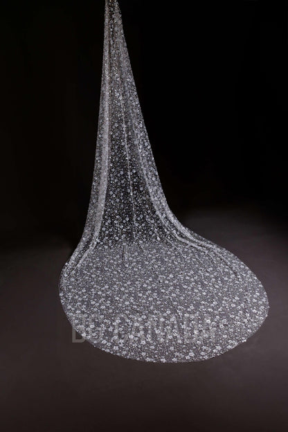 Sequin Cathedral Wedding Veil: Arabic Bridal Mantilla, White/Off-White sparkly veil muslim bridal veil