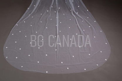 Pearl wedding veil with flower floral wedding veil pearl veil bridal pearl veil bridal veil