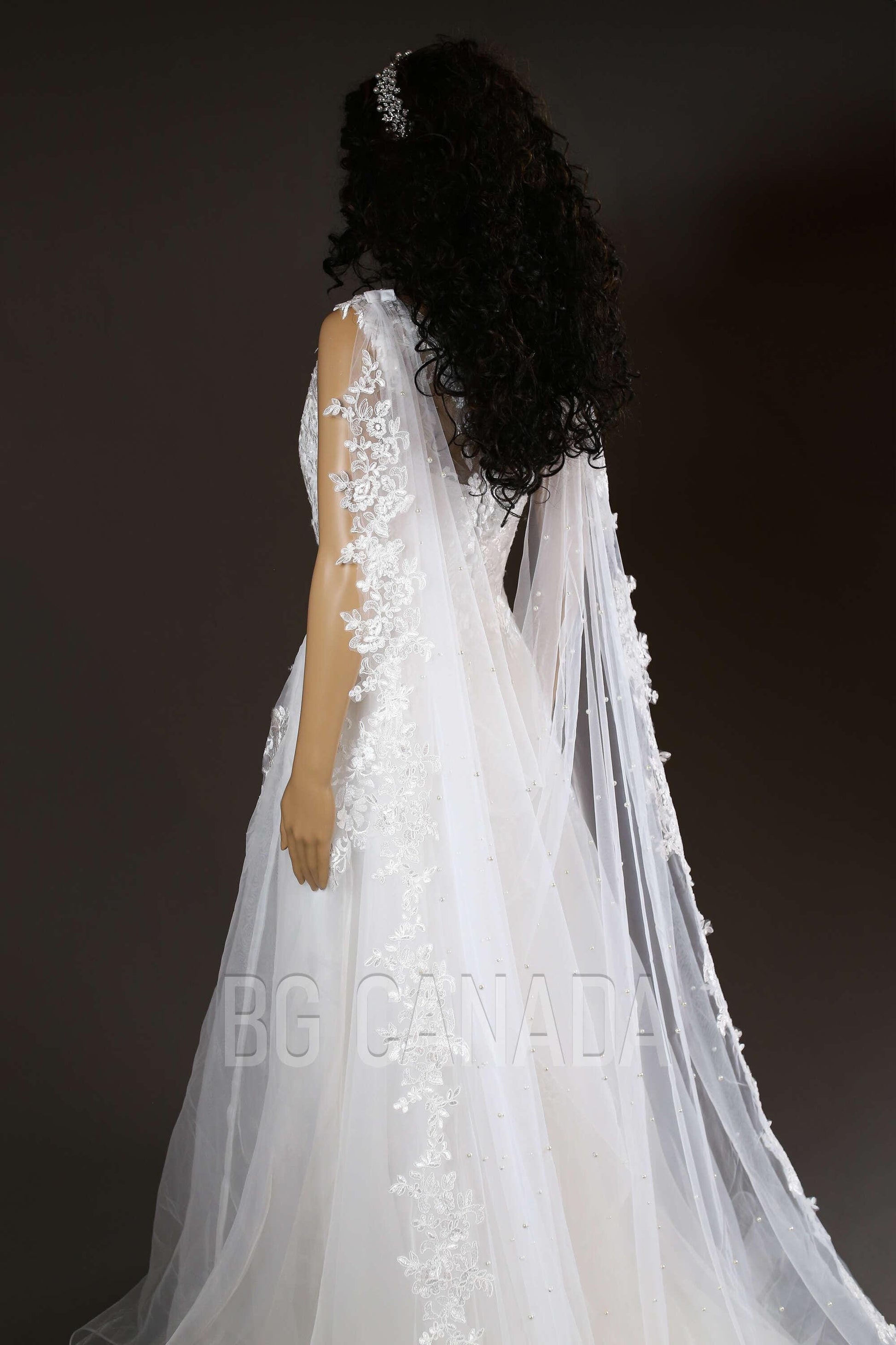 Cape Veil Wedding cape Bridal Cape veil Cape Pearl veil pearl cape veil veil with pins veil alternative