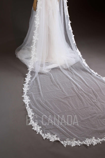 Cape Veil Wedding cape Bridal Cape veil Cape Pearl veil pearl cape veil veil with pins veil alternative