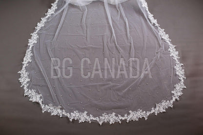 Pearl Lace Bridal Cape Veil wedding cape veil Shoulder veil Wedding Veil Alternative