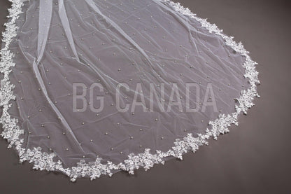 Cape Veil Wedding cape Bridal Cape veil Cape Pearl veil pearl cape veil veil with pins veil alternative