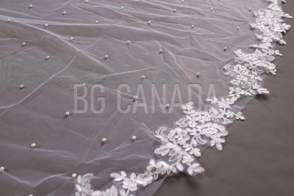 Cape Veil Wedding cape Bridal Cape veil Cape Pearl veil pearl cape veil veil with pins veil alternative